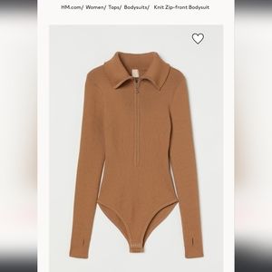 H&M ribbed zip up sweater bodysuit